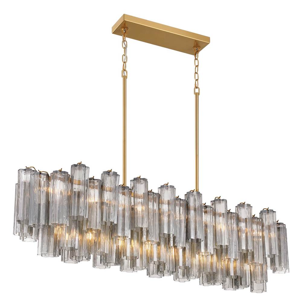 Crystorama ADD-317-AG-SM Aged Brass Addis 14 Light Aged Brass Linear Chandelier Image 6