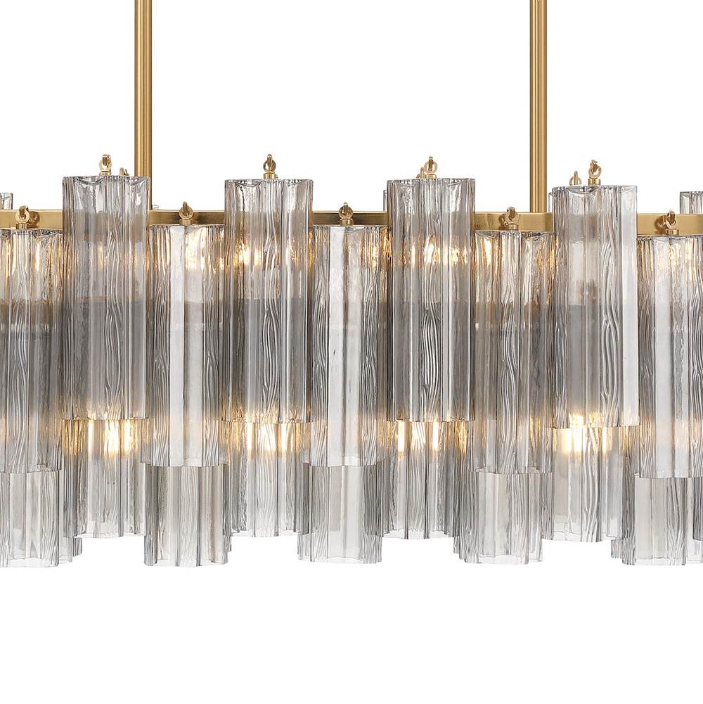 Crystorama ADD-317-AG-SM Aged Brass Addis 14 Light Aged Brass Linear Chandelier Image 5