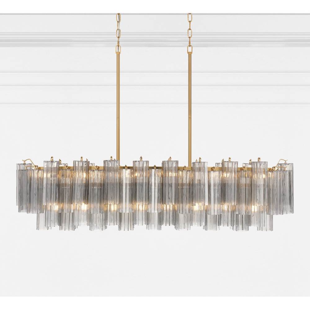 Crystorama ADD-317-AG-SM Aged Brass Addis 14 Light Aged Brass Linear Chandelier Image 4
