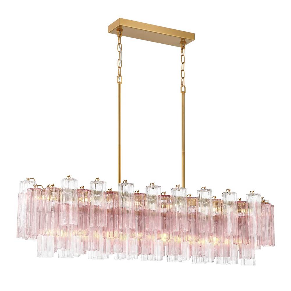Crystorama ADD-317-AG-SP Aged Brass Addis 14 Light Aged Brass Linear Chandelier Image 1