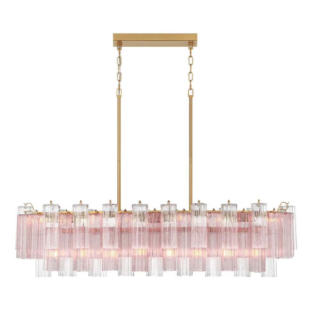 Crystorama ADD-317-AG-SP Aged Brass Addis 14 Light Aged Brass Linear Chandelier Image 7