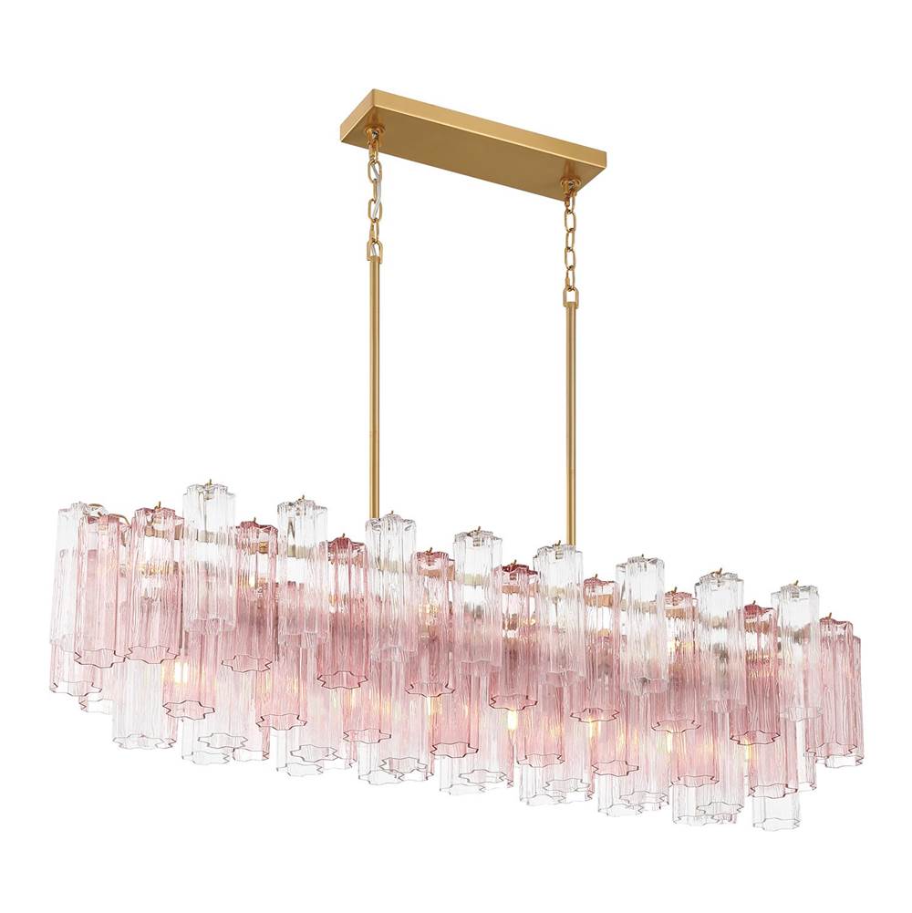 Crystorama ADD-317-AG-SP Aged Brass Addis 14 Light Aged Brass Linear Chandelier Image 6
