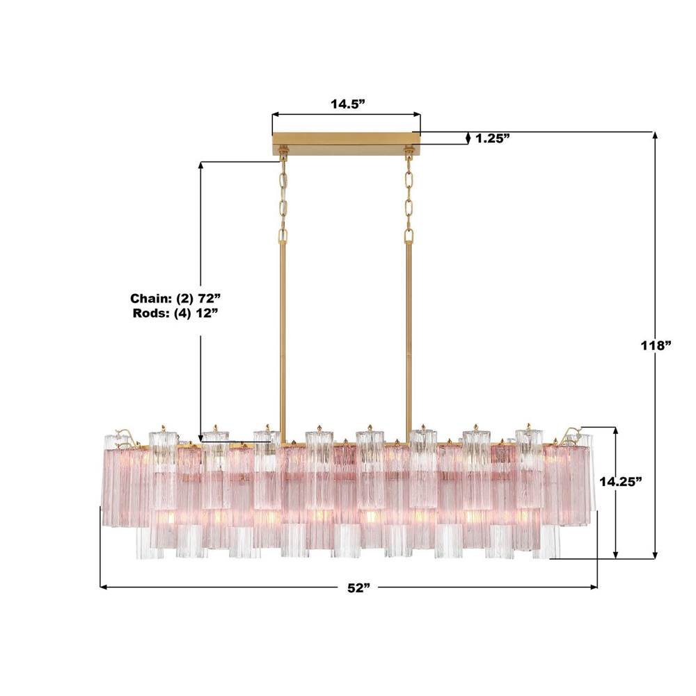 Crystorama ADD-317-AG-SP Aged Brass Addis 14 Light Aged Brass Linear Chandelier Image 2