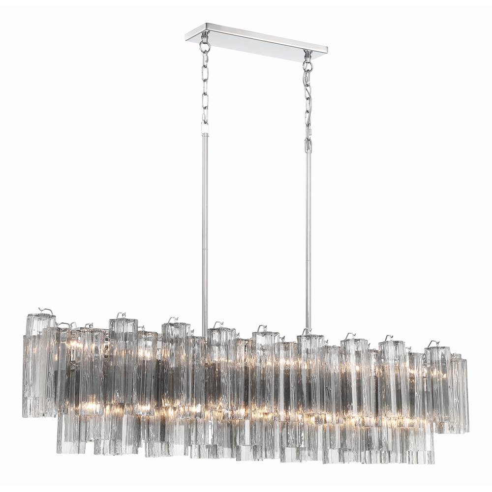 Crystorama Addis 14 Light Aged Brass Linear Chandelier