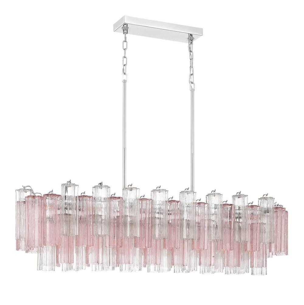 Crystorama Addis 14 Light Aged Brass Linear Chandelier