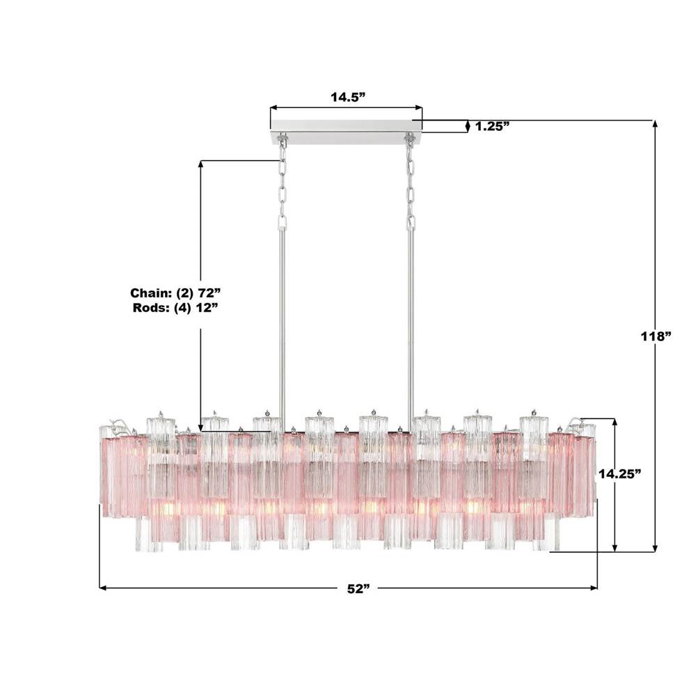 Crystorama ADD-317-CH-SP Polished Chrome Addis 14 Light Polished Chrome Linear Chandelier Image 2