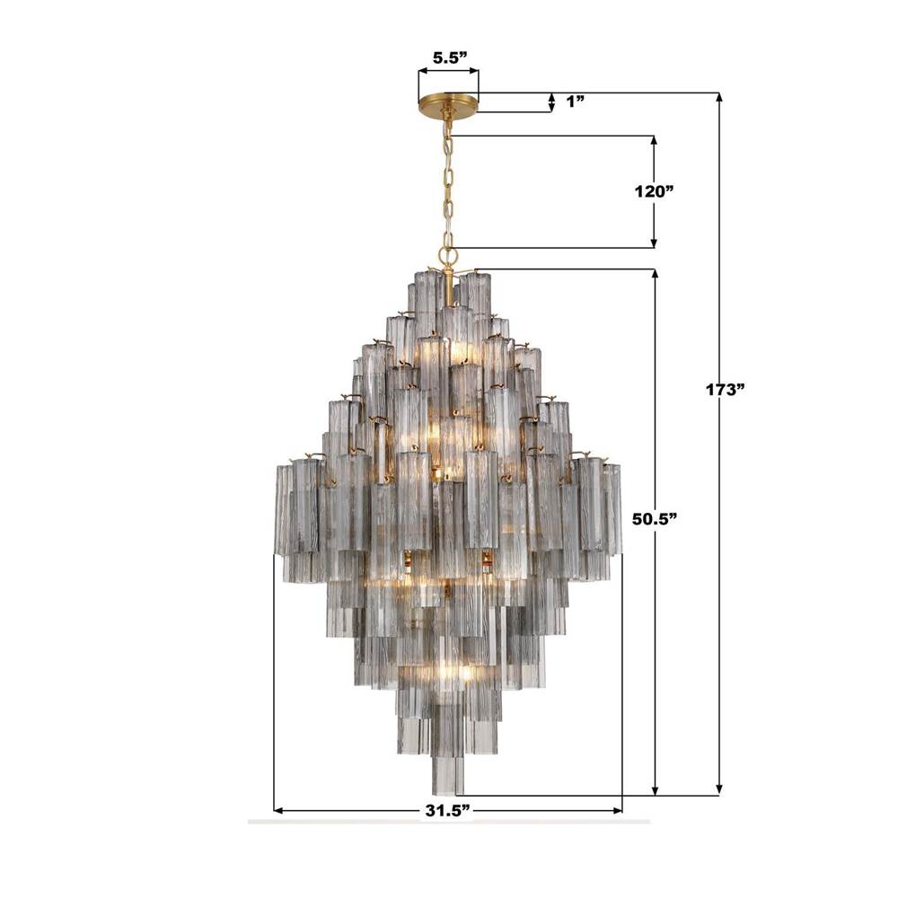 Crystorama ADD-319-AG-SM Aged Brass Addis 20 Light Aged Brass Chandelier Image 2