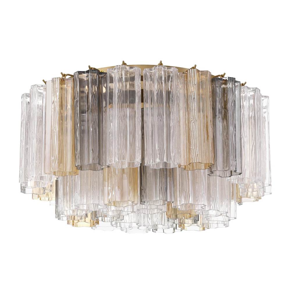 Crystorama Addis 7 Light Aged Brass Flush Mount