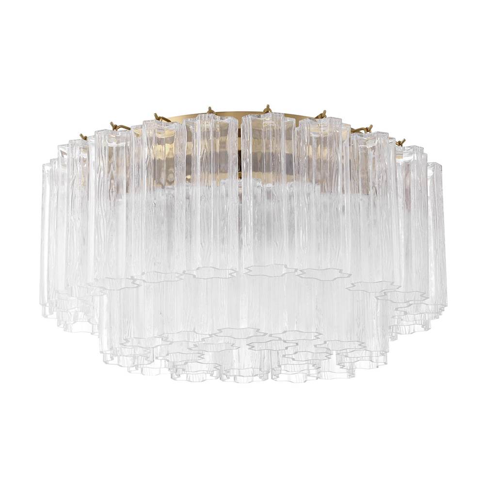 Crystorama Addis 7 Light Aged Brass Flush Mount