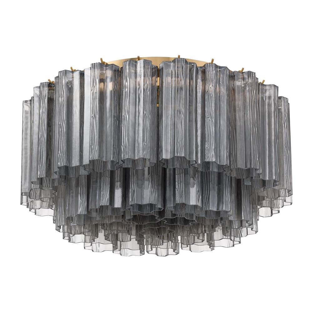 Crystorama Addis 7 Light Aged Brass Flush Mount