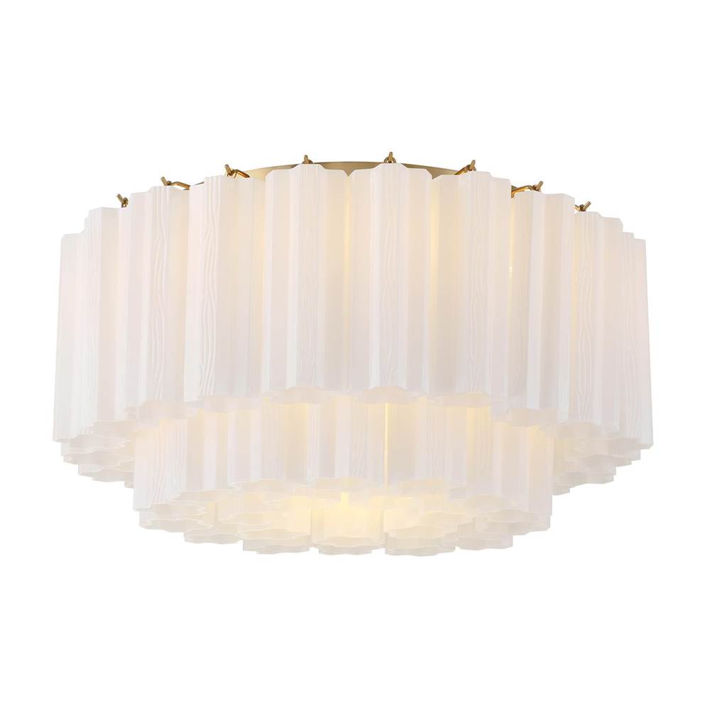 Crystorama ADD-321-AG-WH Aged Brass Addis 7 Light Aged Brass Flush Mount Image 1