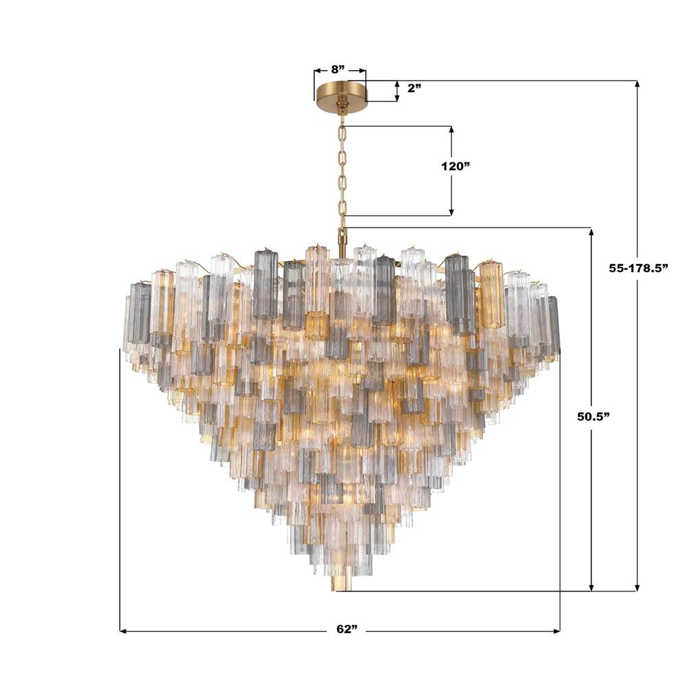 Crystorama ADD-329-AG-AU Aged Brass Addis 62'' Aged Brass Chandelier Image 2