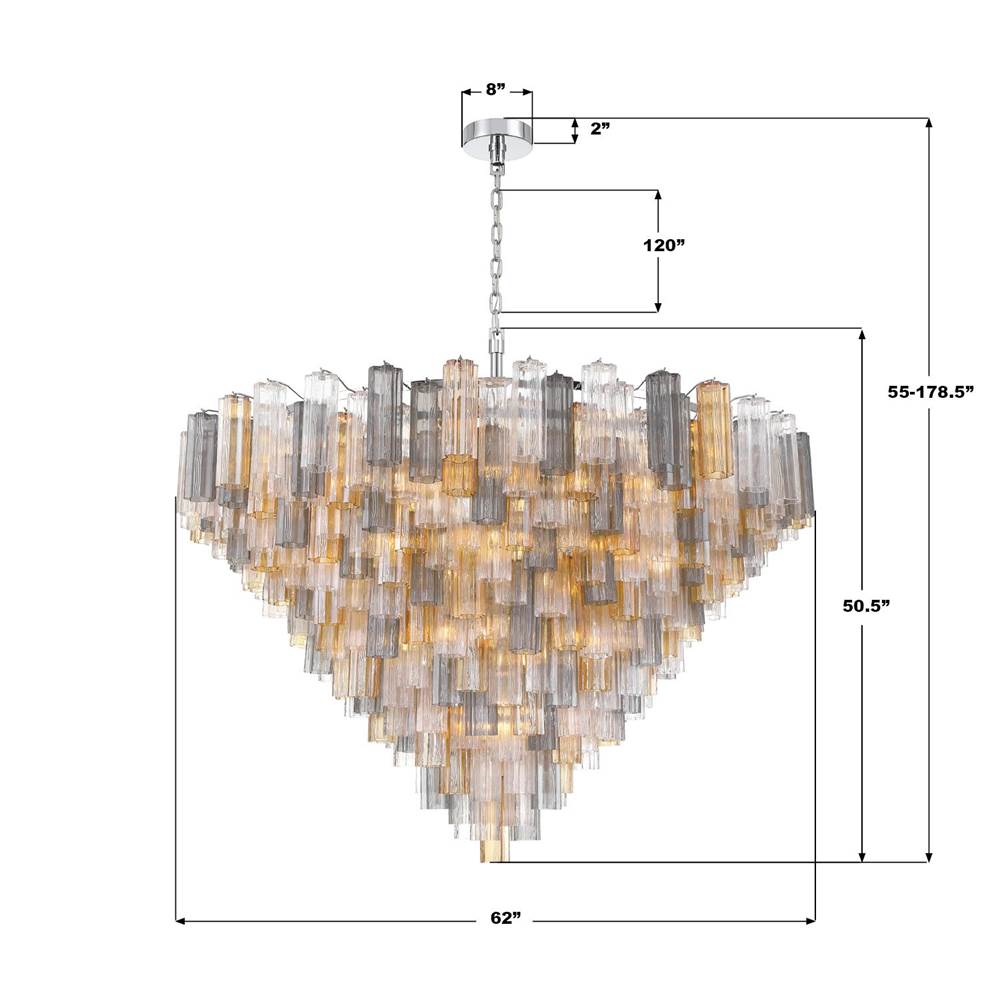 Crystorama ADD-329-CH-AU Polished Chrome Addis 62'' Polished Chrome Chandelier Image 2