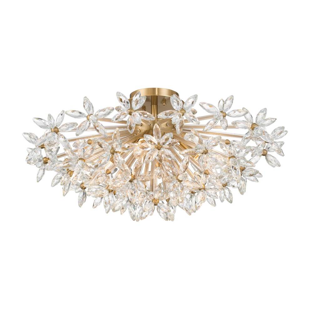 Crystorama ADL-500-AG-CL Aged Brass Adley 25.25'' Aged Brass Semi Flush Mount Image 1