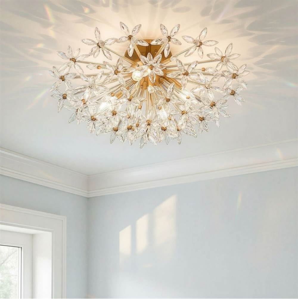 Crystorama ADL-500-AG-CL Aged Brass Adley 25.25'' Aged Brass Semi Flush Mount Image 3