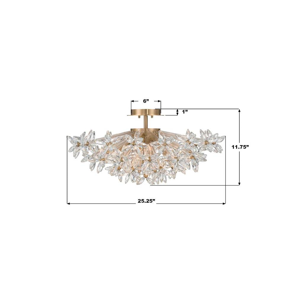 Crystorama ADL-500-AG-CL Aged Brass Adley 25.25'' Aged Brass Semi Flush Mount Image 2