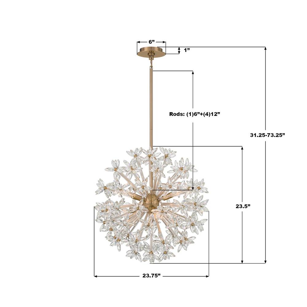 Crystorama ADL-506-AG-CL Aged Brass Adley 23.75'' Aged Brass Chandelier Image 2