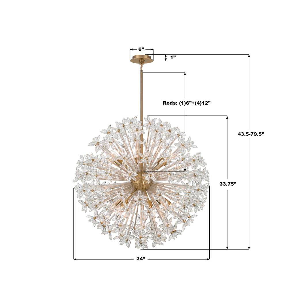 Crystorama ADL-512-AG-CL Aged Brass Adley 34'' Aged Brass Chandelier Image 2