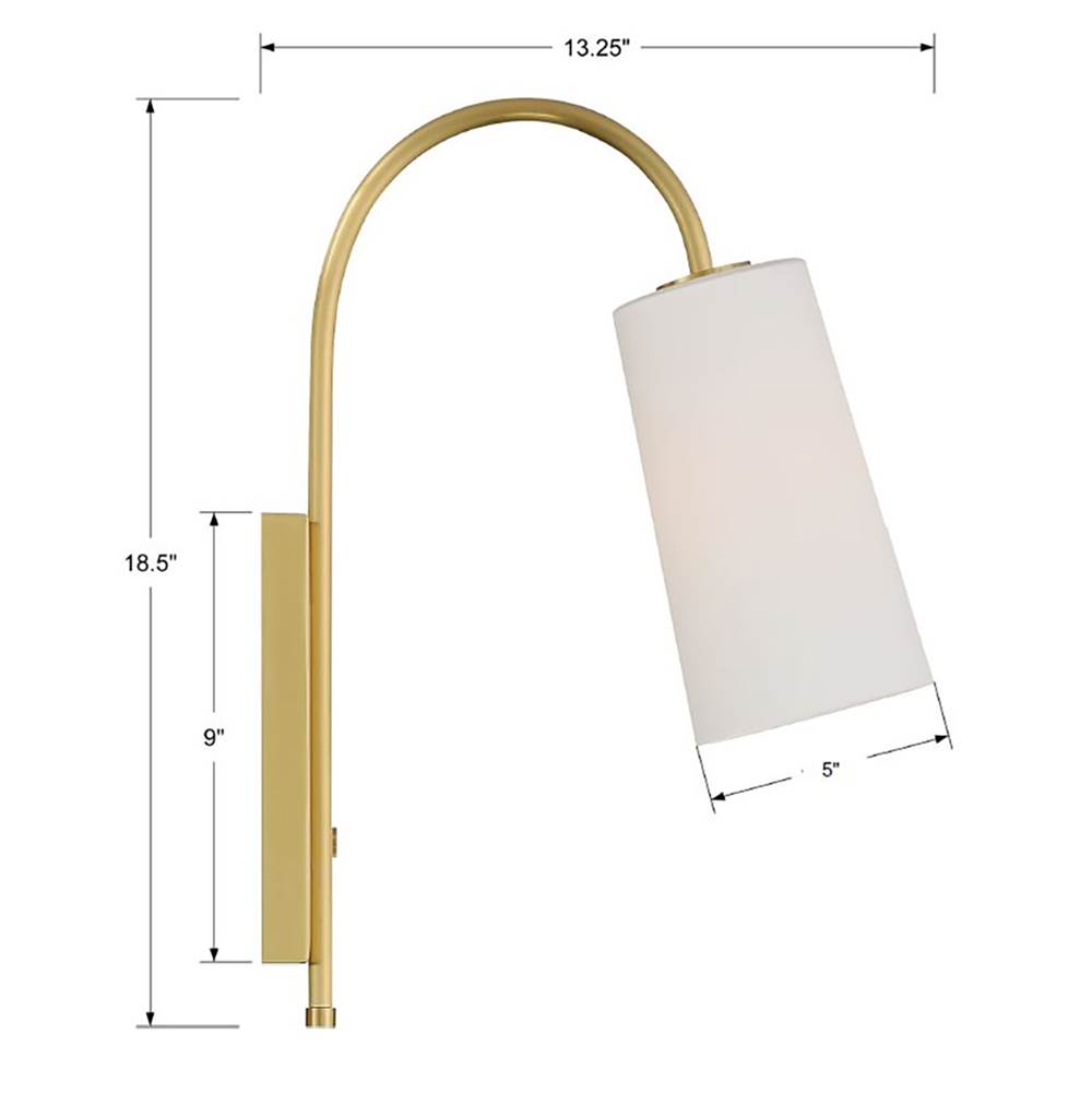 Crystorama ALX-4501-AG Aged Brass Alexa 1 Light Aged Brass Wall Mount Image 2