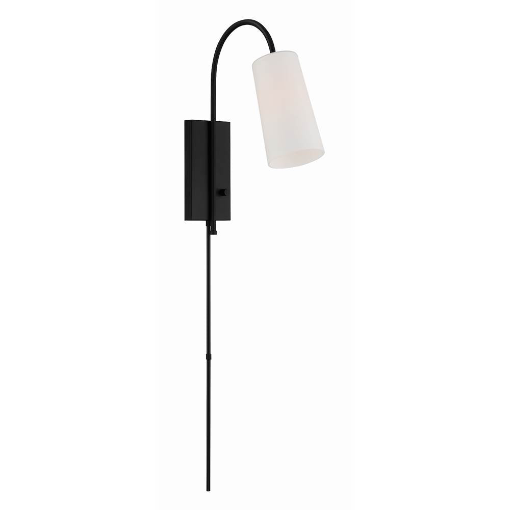 Crystorama ALX-4501-MK Matte Black Alexa 1 Light Matte Black Wall Mount Image 6