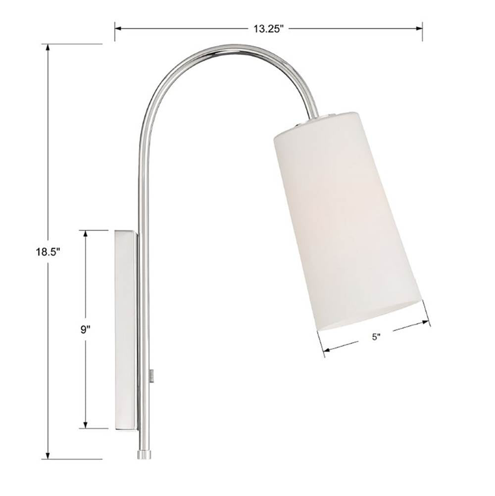 Crystorama ALX-4501-PN Polished Nickel Alexa 1 Light Polished Nickel Wall Mount Image 2
