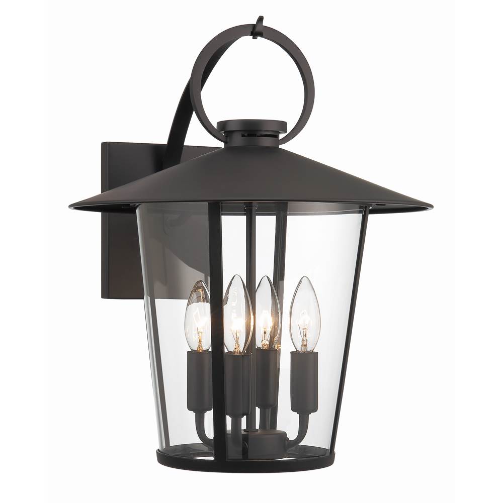 Crystorama AND-9202-CL-MK Matte Black Andover 4 Light Matte Black Outdoor Wall Mount Image 1