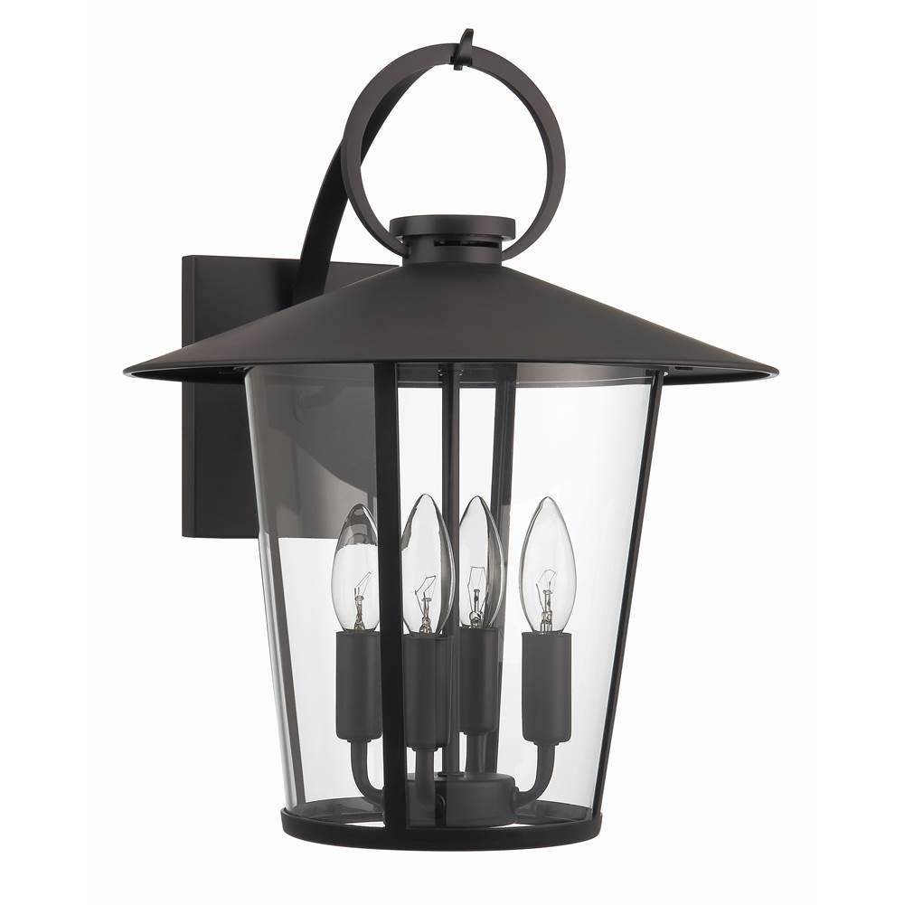 Crystorama Andover 4 Light Matte Black Outdoor Wall Mount