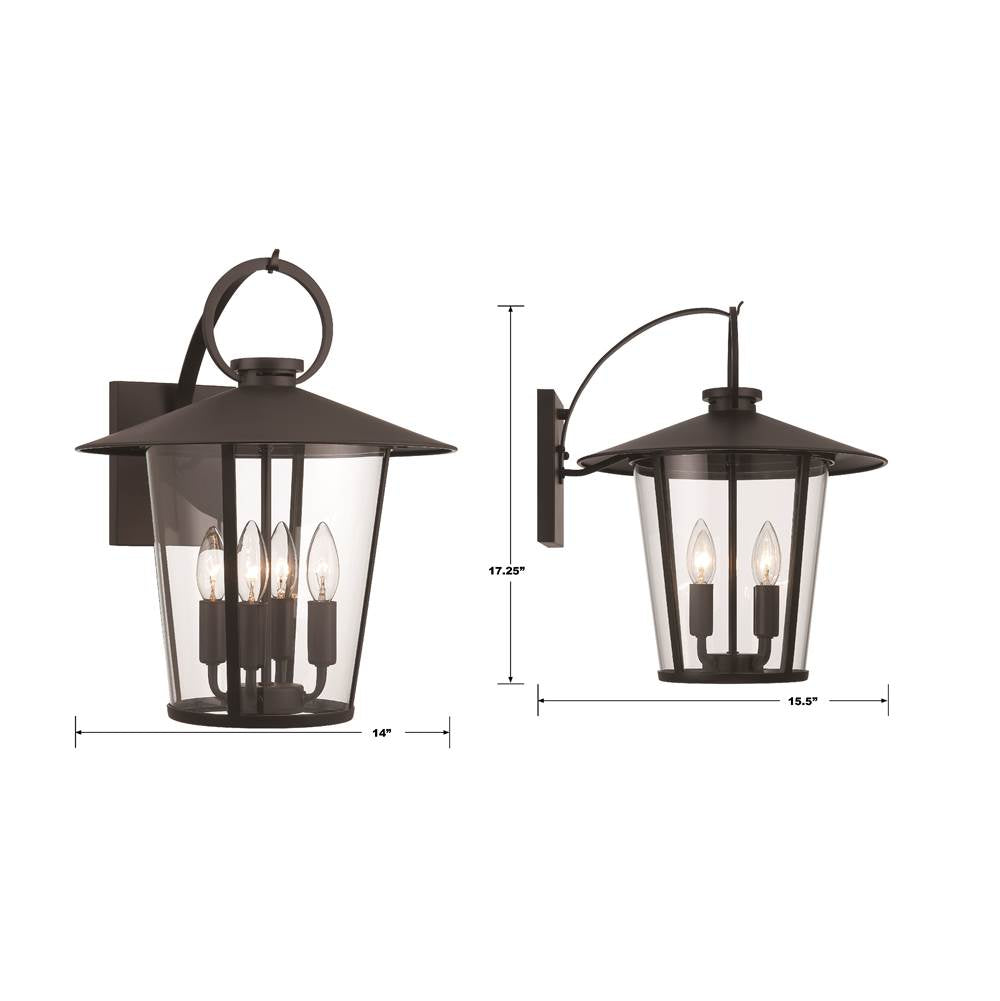 Crystorama AND-9202-CL-MK Matte Black Andover 4 Light Matte Black Outdoor Wall Mount Image 2