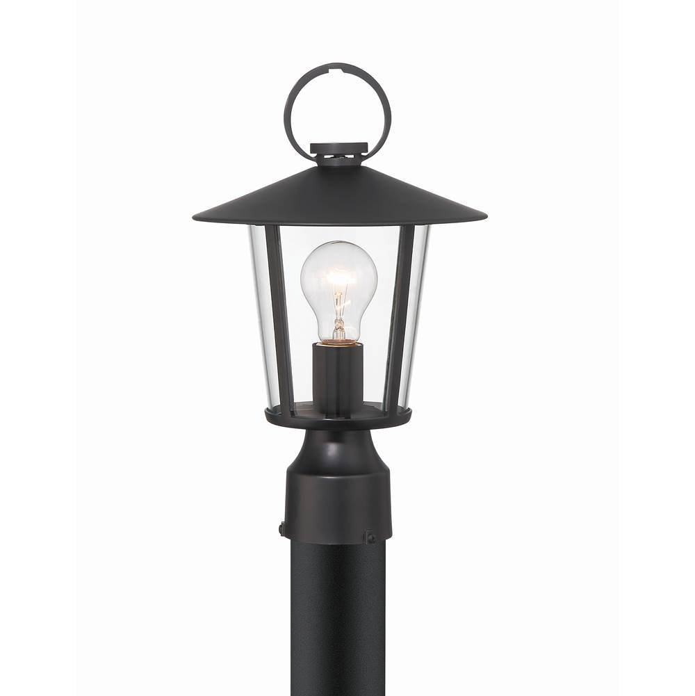 Crystorama AND-9207-CL-MK Matte Black Andover 1 Light Matte Black Outdoor Lantern Post Image 1