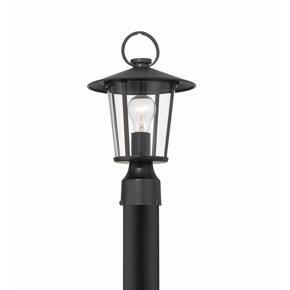 Crystorama Andover 1 Light Matte Black Outdoor Lantern Post