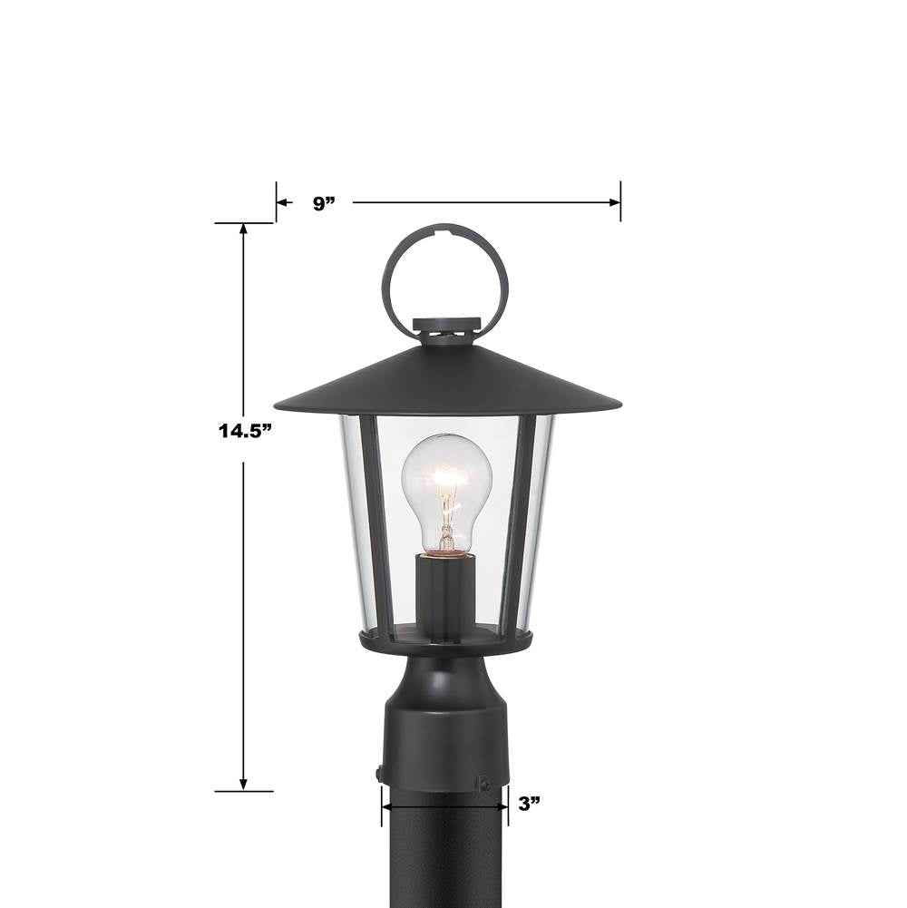 Crystorama AND-9207-CL-MK Matte Black Andover 1 Light Matte Black Outdoor Lantern Post Image 2