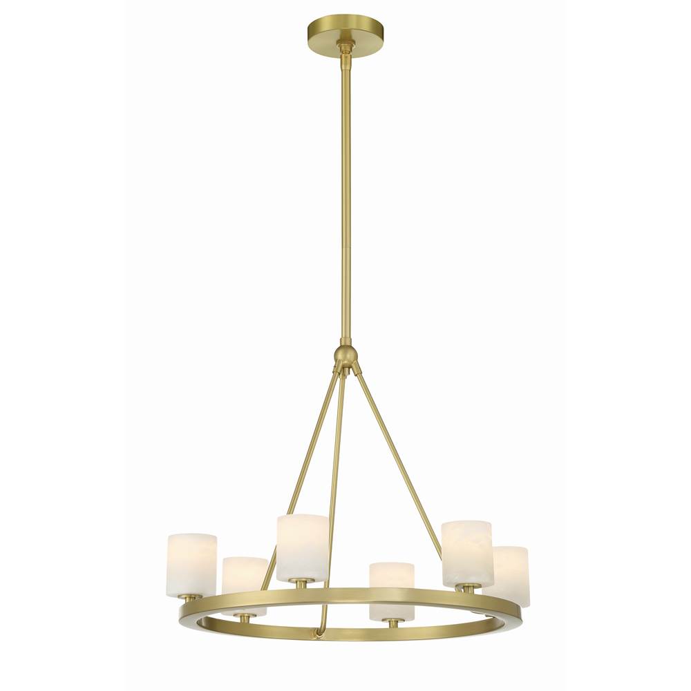 Crystorama ARA-10264-SB-ST Soft Brass Aragon 6 Light Soft Brass Chandelier Image 1