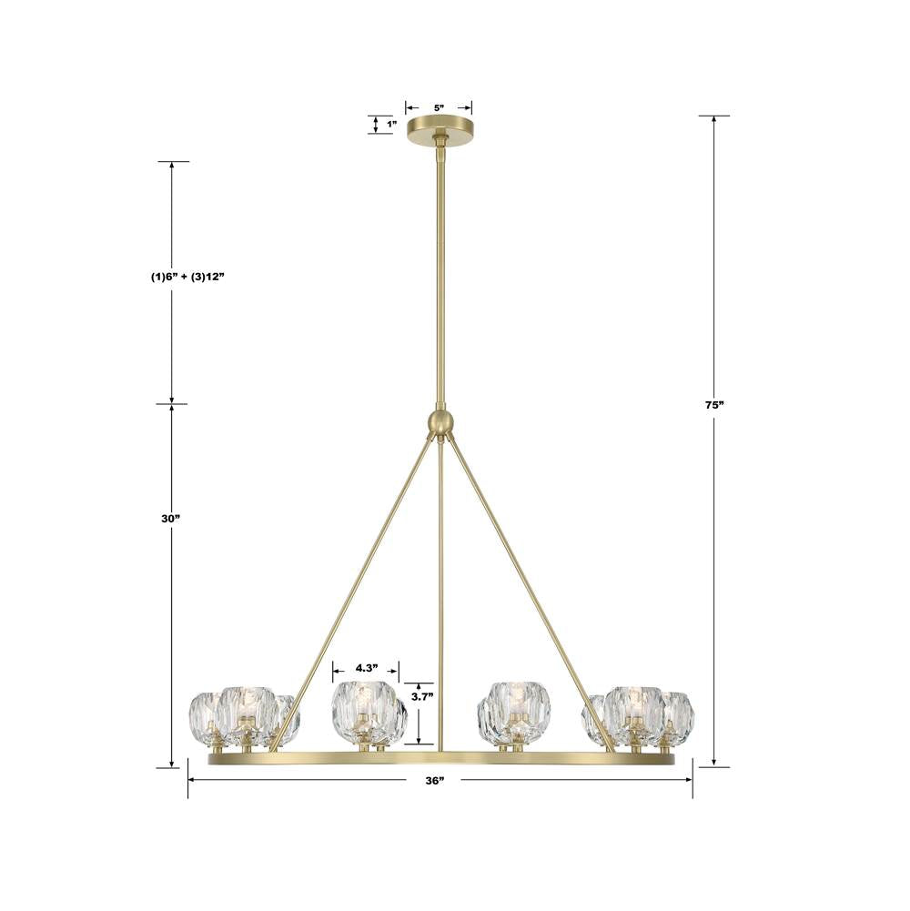 Crystorama ARA-10265-SB Soft Brass Aragon 10 Light Soft Brass Chandelier Image 2