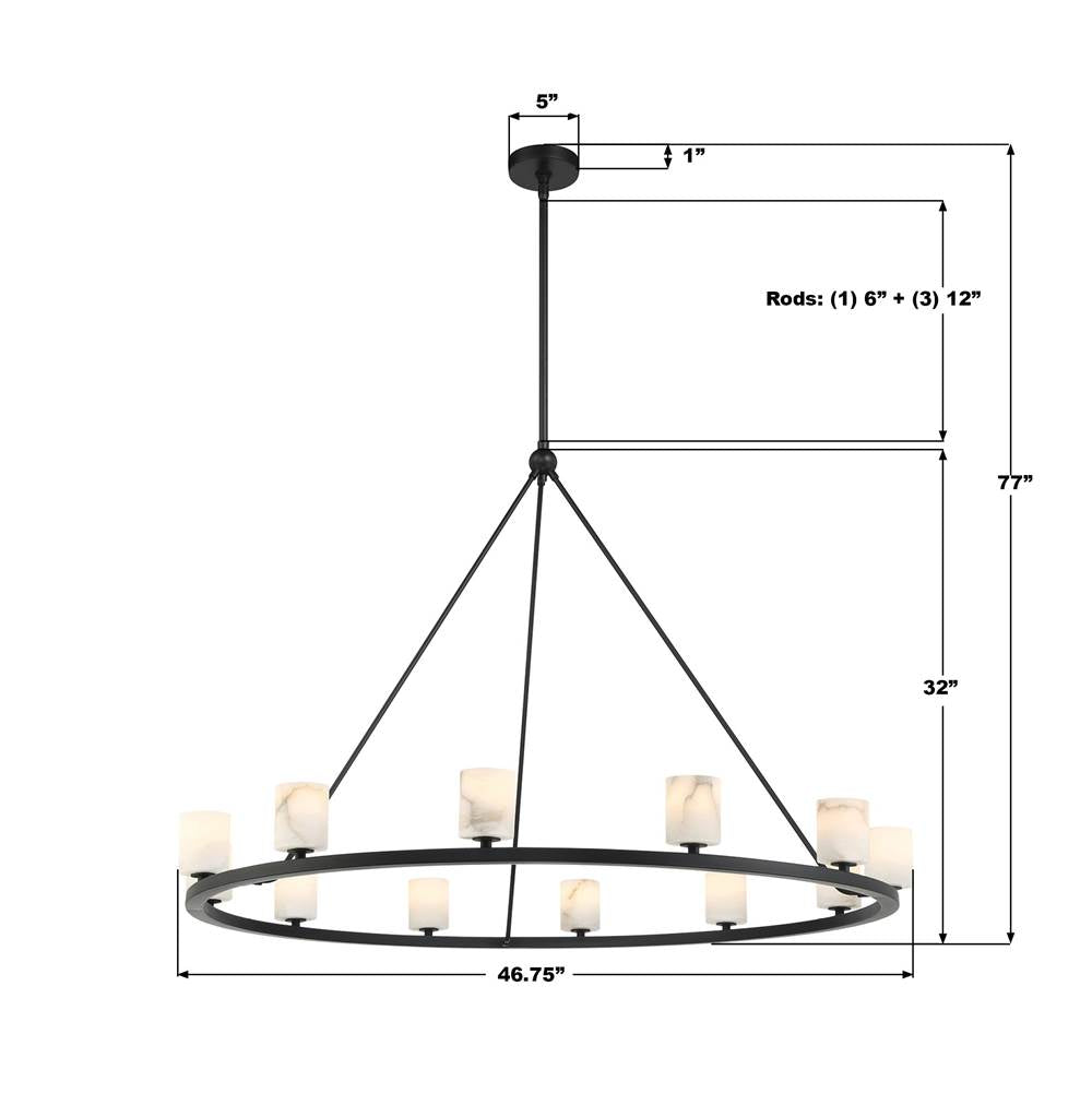 Crystorama ARA-10266-MK-ST Matte Black Aragon 12 Light Matte Black Chandelier Image 3
