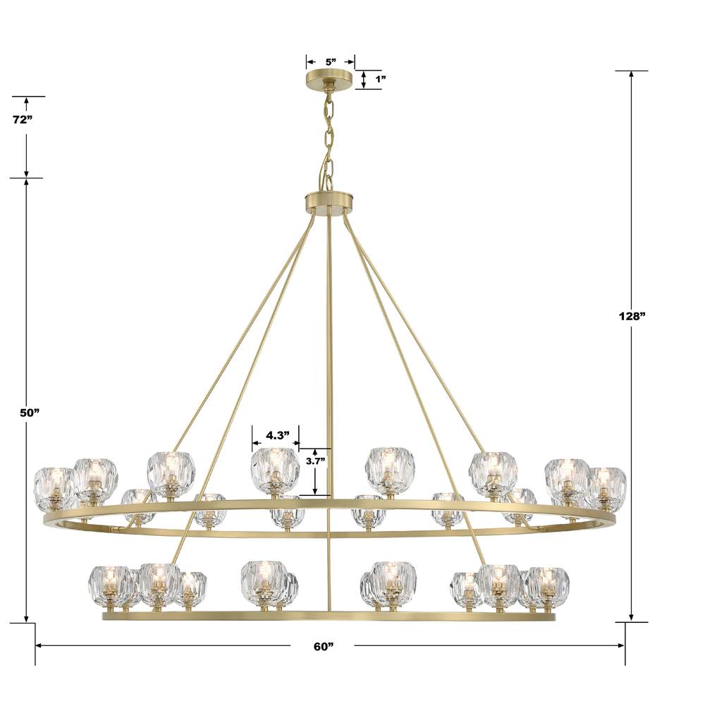 Crystorama ARA-10269-SB Soft Brass Aragon 30 Light Soft Brass Chandelier Image 2