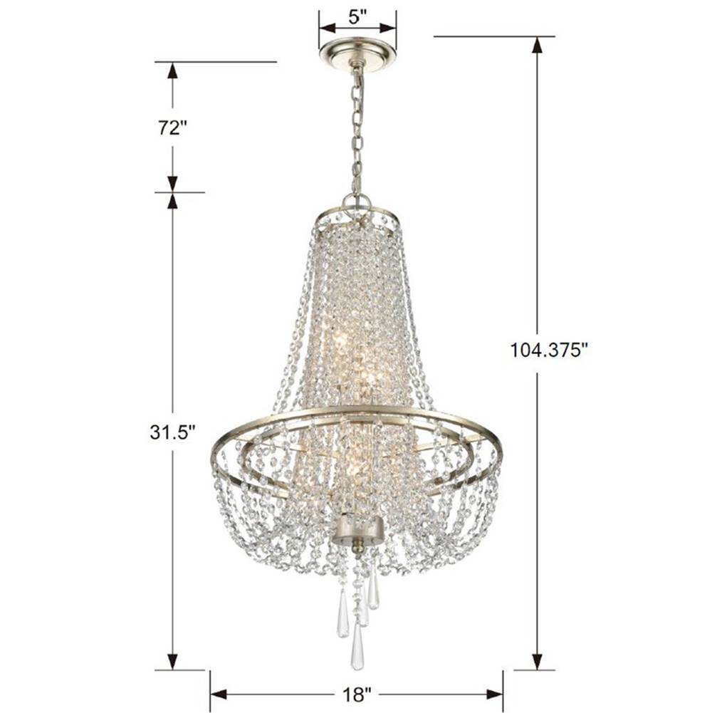 Crystorama ARC-1907-SA-CL-MWP Antique Silver Arcadia 4 Light Antique Silver Chandelier Image 2