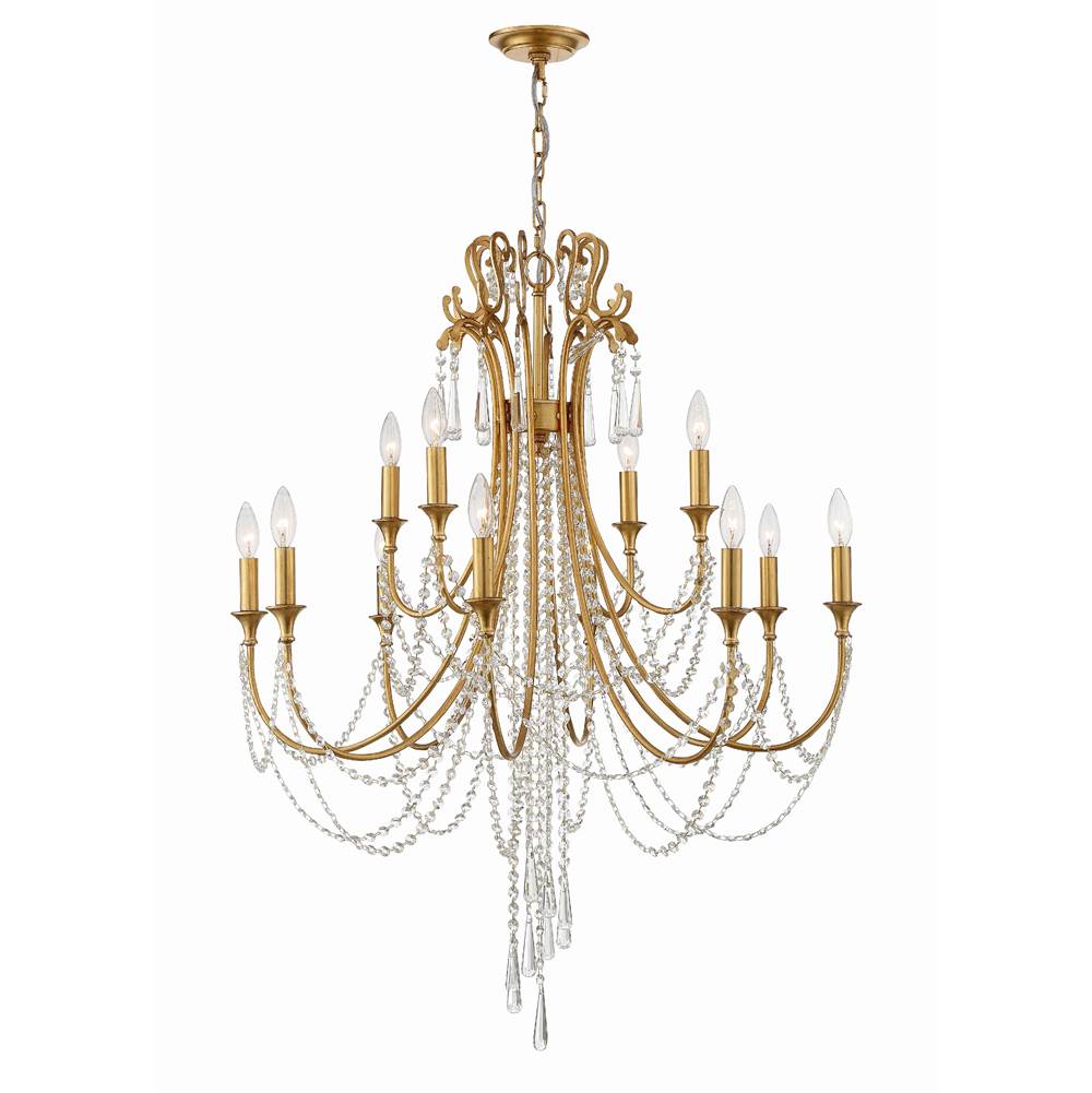 Crystorama ARC-1909-GA-CL-MWP Antique Gold Arcadia 12 Light Antique Gold Chandelier Image 1