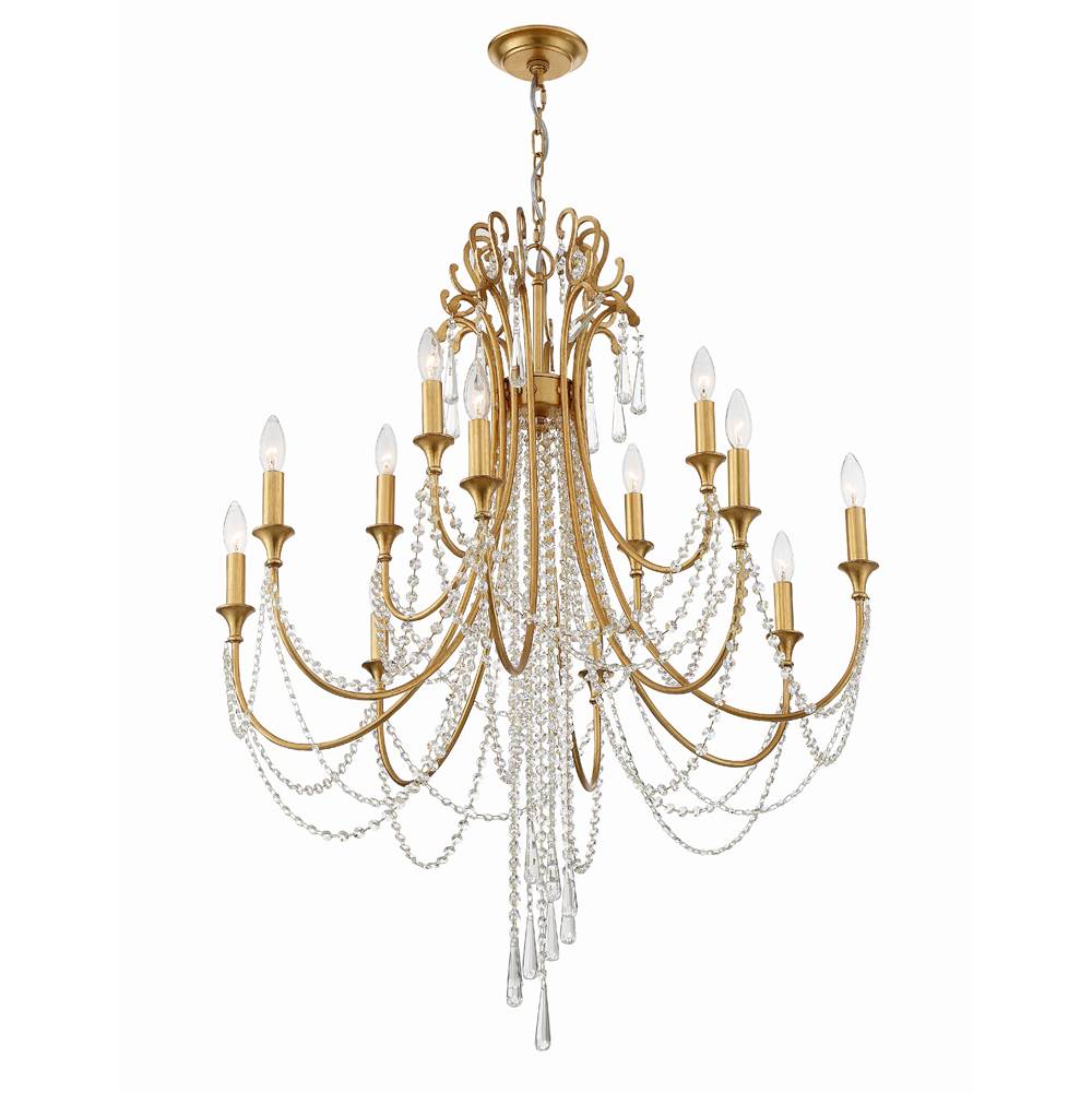 Crystorama Arcadia 12 Light Antique Gold Chandelier