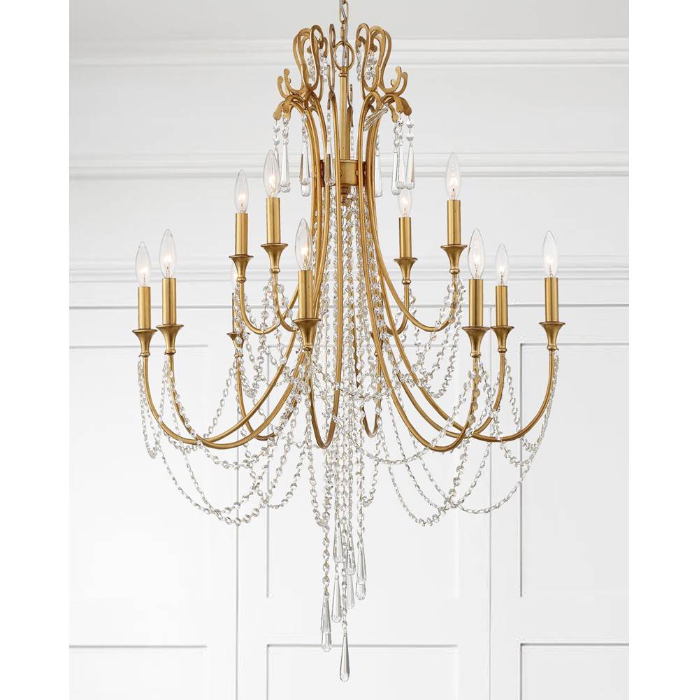 Crystorama ARC-1909-GA-CL-MWP Antique Gold Arcadia 12 Light Antique Gold Chandelier Image 3