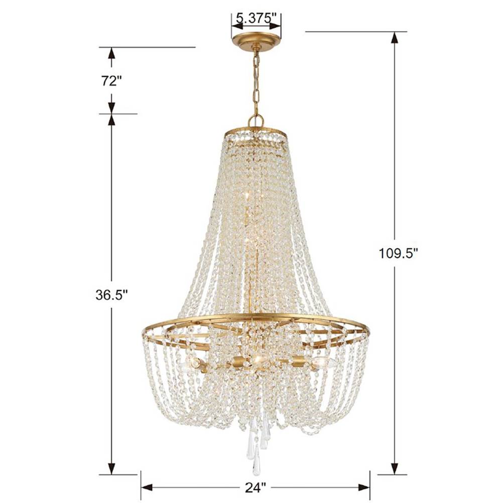 Crystorama ARC-1917-GA-CL-MWP Antique Gold Arcadia 9 Light Antique Gold Chandelier Image 2