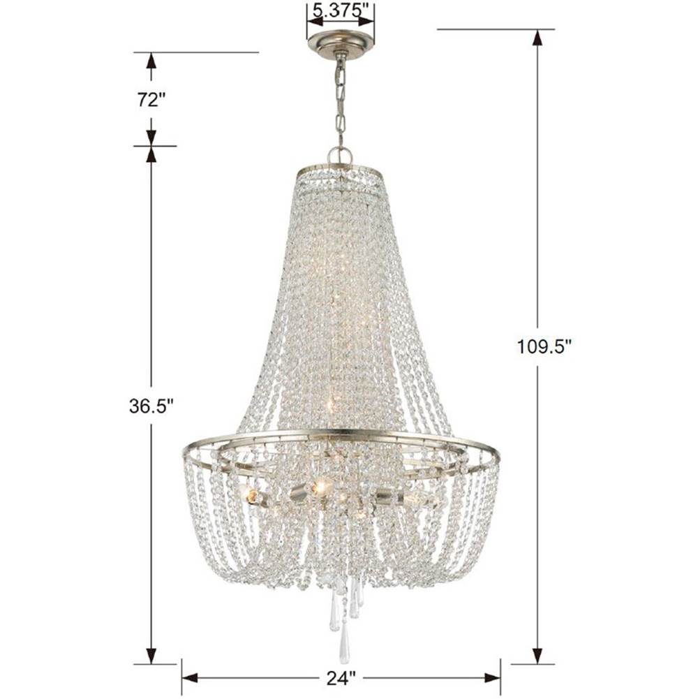 Crystorama ARC-1917-SA-CL-MWP Antique Silver Arcadia 9 Light Antique Silver Chandelier Image 2