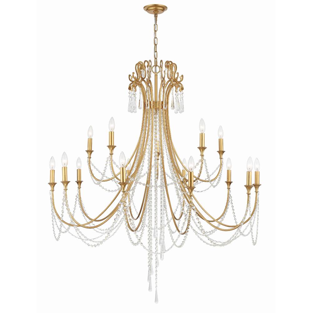 Crystorama ARC-1919-GA-CL-MWP Antique Gold Arcadia 15 Light Antique Gold Chandelier Image 1