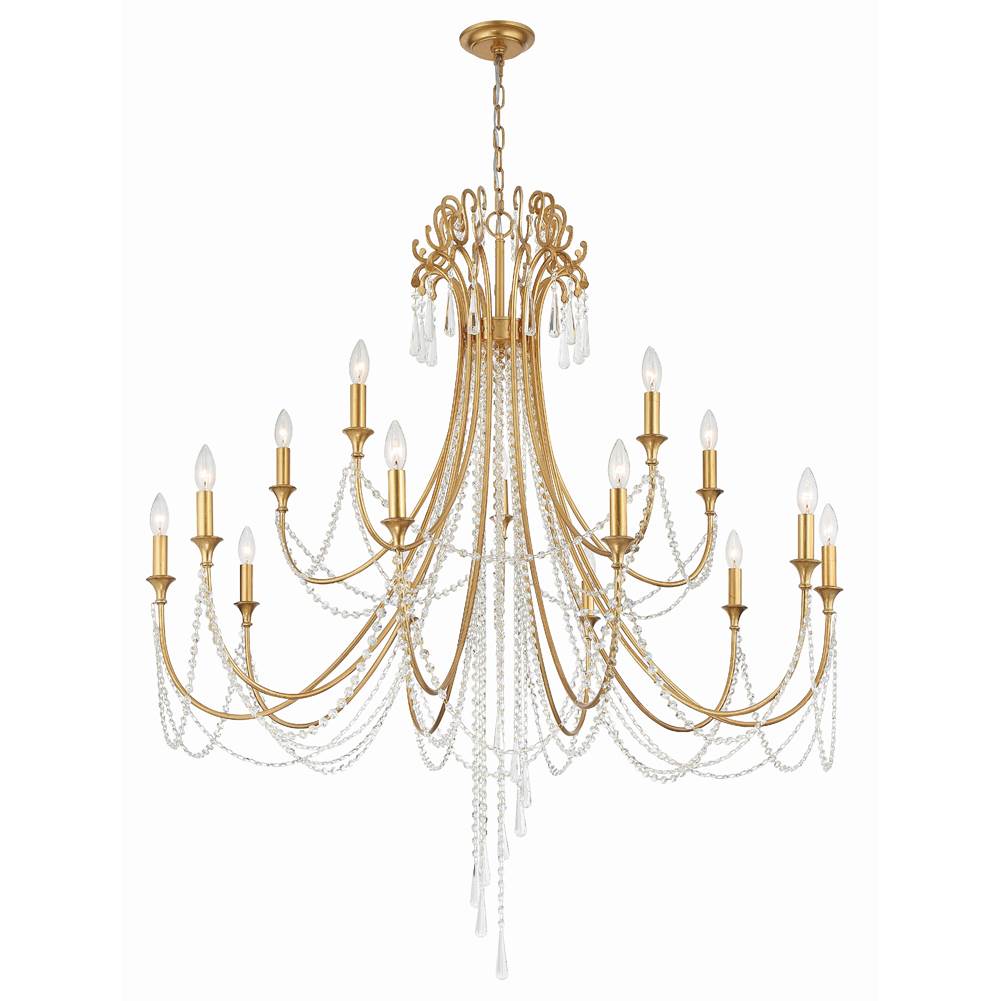Crystorama ARC-1919-GA-CL-MWP Antique Gold Arcadia 15 Light Antique Gold Chandelier Image 3