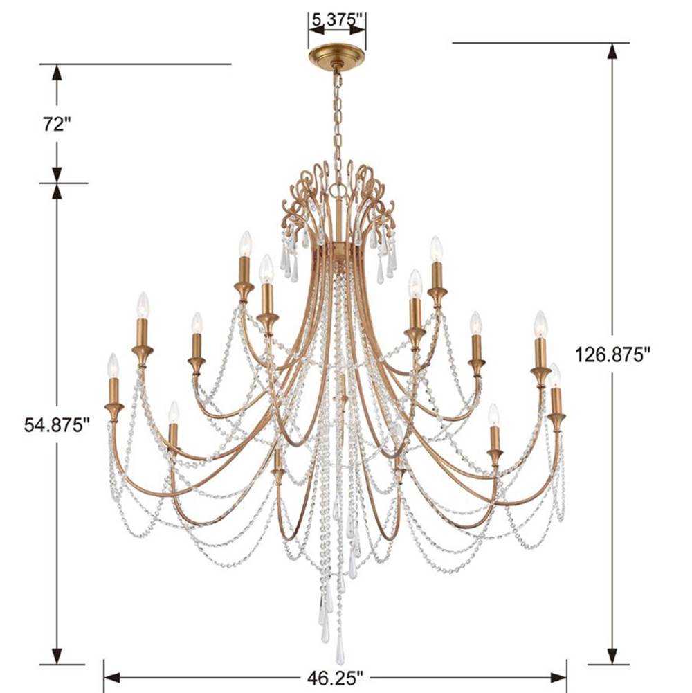 Crystorama ARC-1919-GA-CL-MWP Antique Gold Arcadia 15 Light Antique Gold Chandelier Image 2