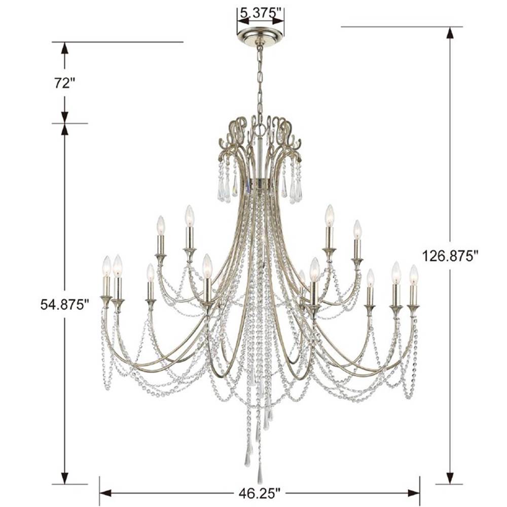 Crystorama ARC-1919-SA-CL-MWP Antique Silver Arcadia 15 Light Antique Silver Chandelier Image 2