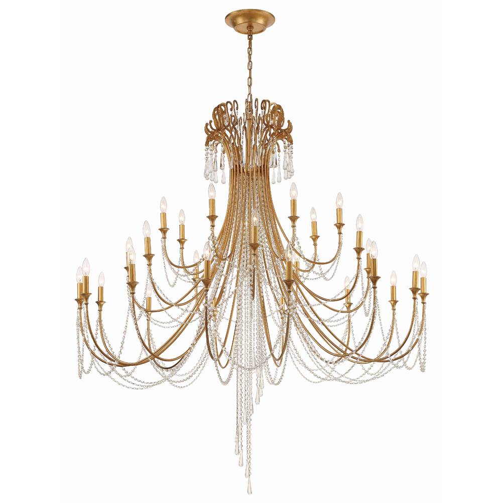 Crystorama ARC-1929-GA-CL-MWP Antique Gold Arcadia 28 Light Antique Gold Chandelier Image 1