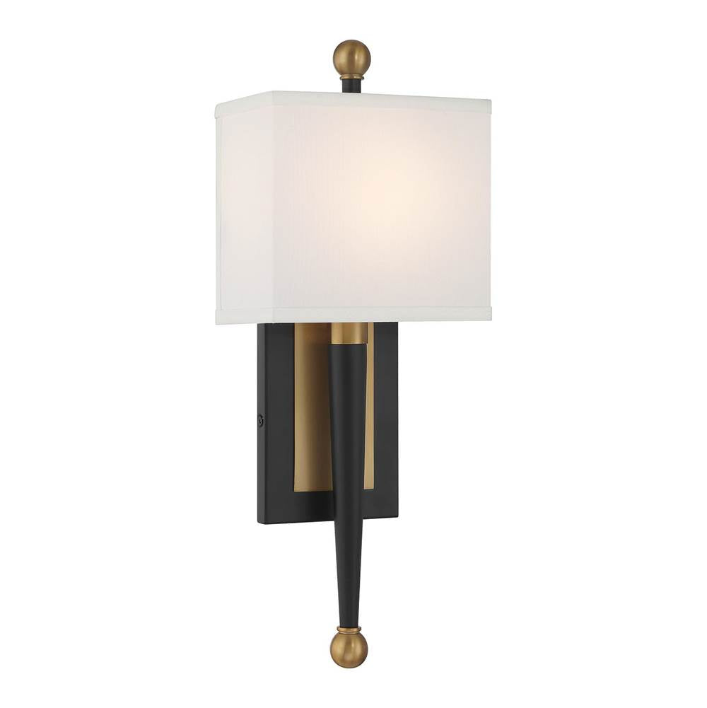Crystorama ARD-832-MK-VG Matte Black,Vibrant Gold Ardson 1 Light Matte Black Plus Vibrant Gold Sconce Image 1