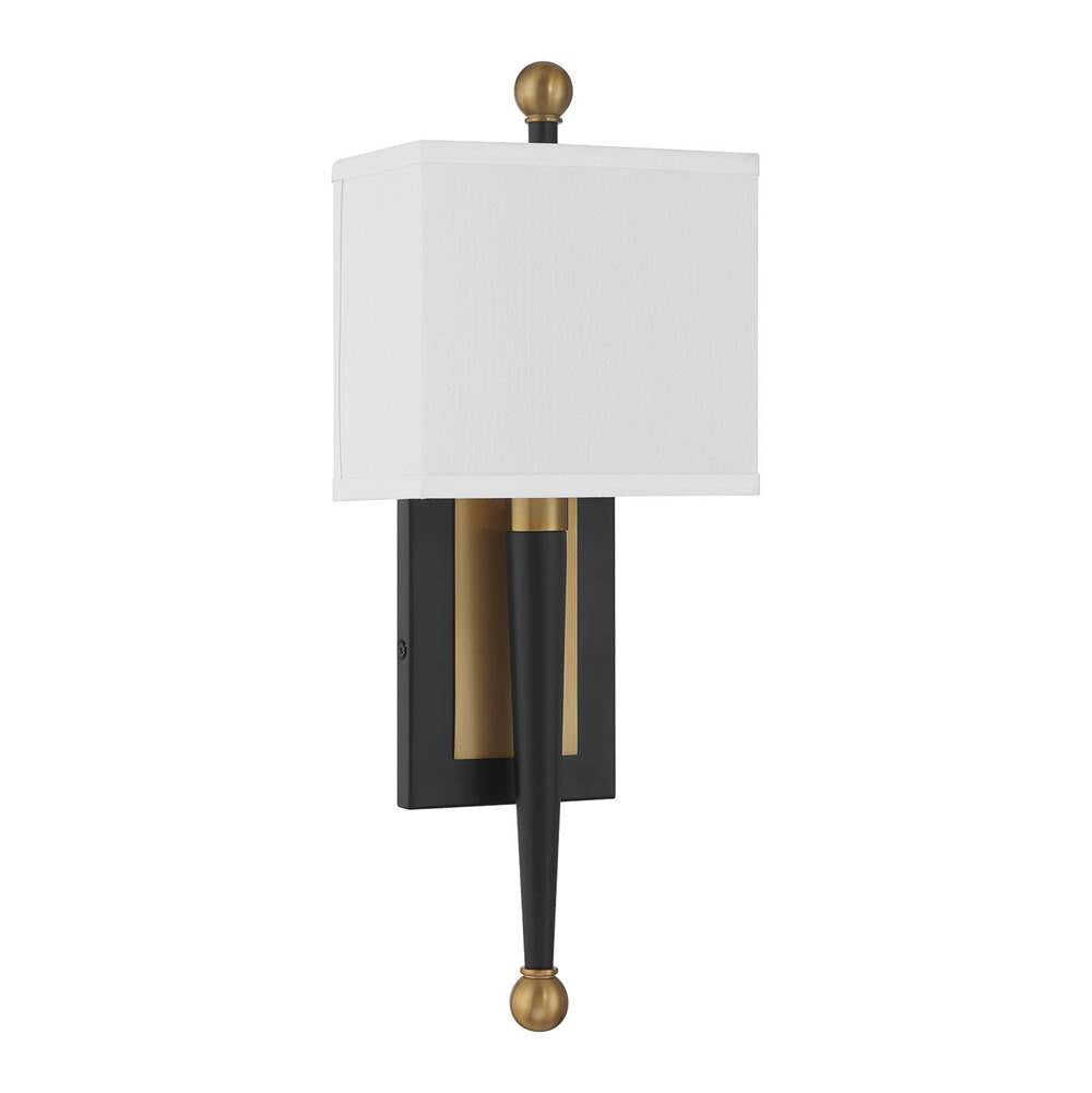 Crystorama Ardson 1 Light Matte Black Plus Vibrant Gold Sconce