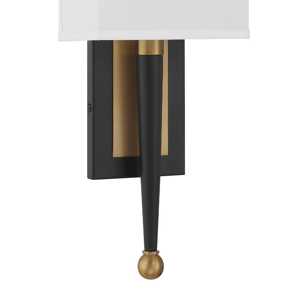 Crystorama ARD-832-MK-VG Matte Black,Vibrant Gold Ardson 1 Light Matte Black Plus Vibrant Gold Sconce Image 3