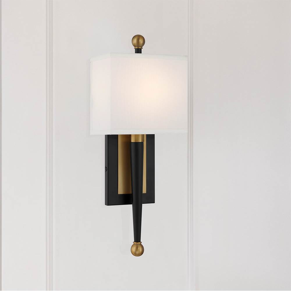 Crystorama ARD-832-MK-VG Matte Black,Vibrant Gold Ardson 1 Light Matte Black Plus Vibrant Gold Sconce Image 2